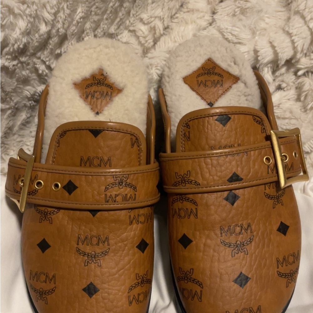 MCM Brown Leather Slip-On Loafers